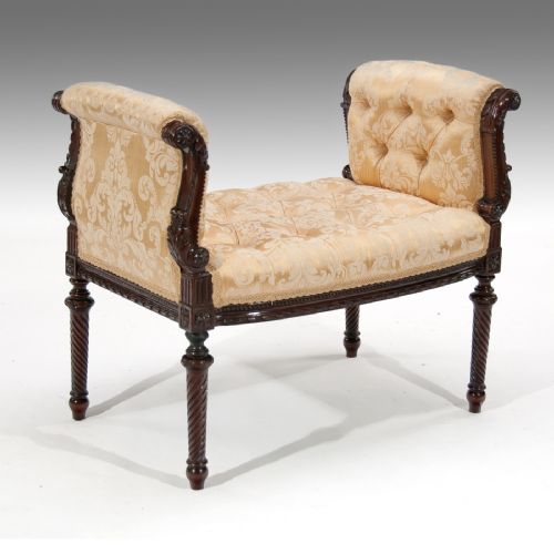 fig 1. A Finely Carved 19th Century Scroll End Window Seat