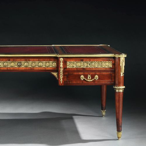 fig 2. Gilt Bronze Mounted Mahogany Bureau Plat Louis XVI Style Stamped Fournier