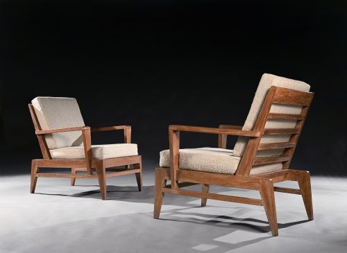 fig 1. Iconic Pair of Rene Gabriel Art Deco Oak Lounge Chairs