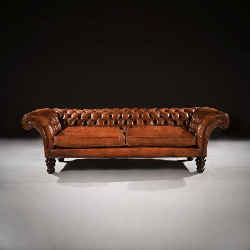 19th Century Victorian Leather Upholstered Chesterfield Sofa.
