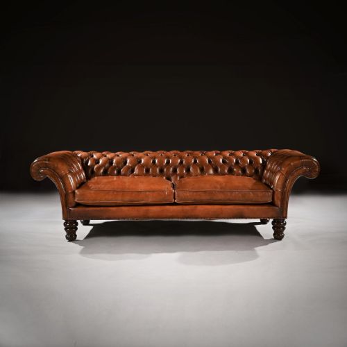fig 1. 19th Century Victorian Leather Upholstered Chesterfield Sofa.