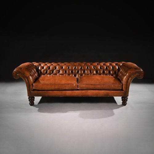 fig 2. 19th Century Victorian Leather Upholstered Chesterfield Sofa.