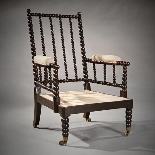 Early 19th Century Bobbin Turned Armchair on Brass Cup Castors