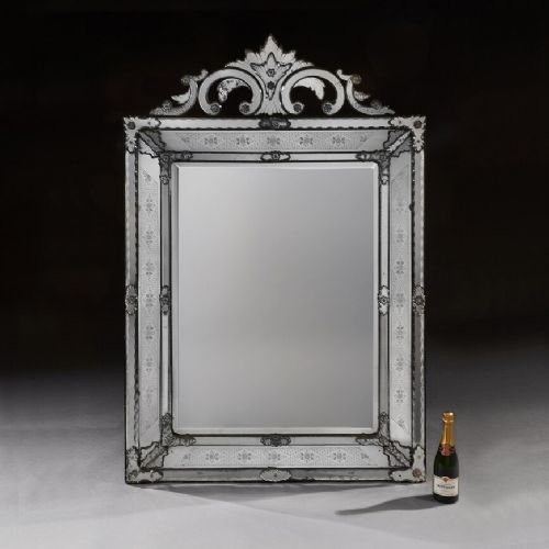 fig 1. Grand 19th Century Venetian Murano Bevelled Glass Wall Mirror