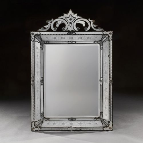 Grand 19th Century Venetian Murano Bevelled Glass Wall Mirror