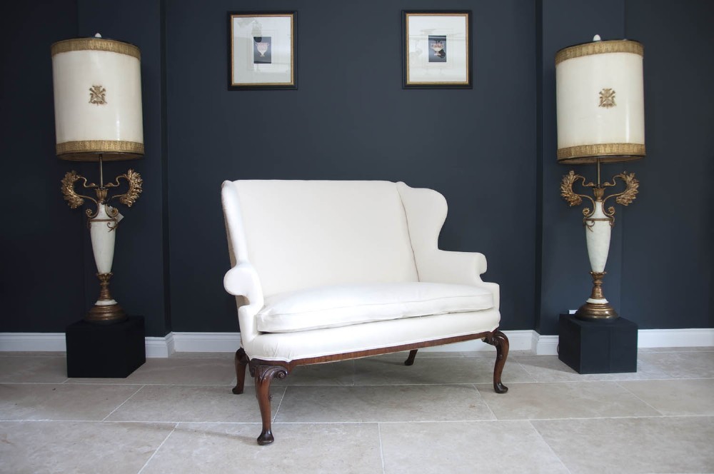 Late 19th Century Walnut Wing Back Sofa