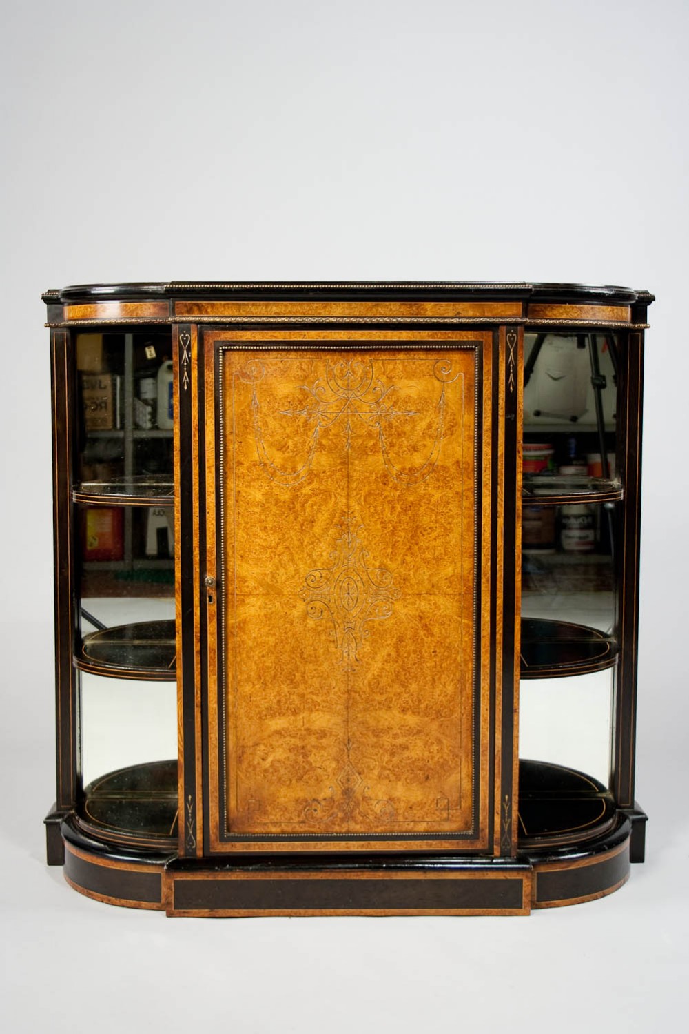A Fine Quality Victorian Ebonised and Amboyna Credenza 