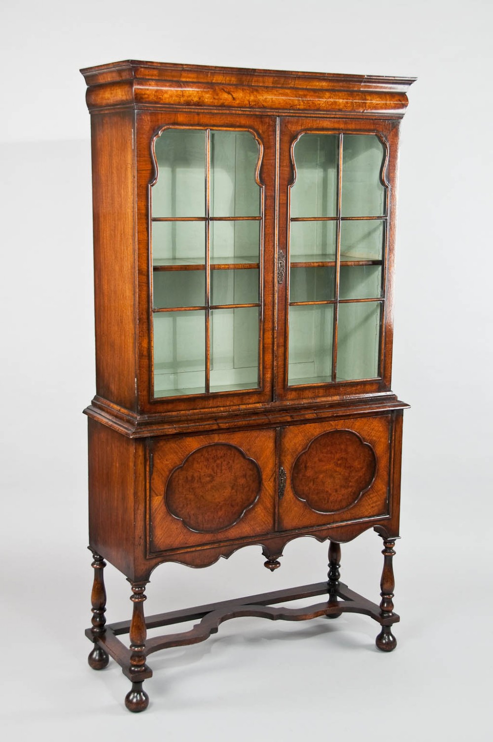 Antique Walnut Two Door Bookcase 