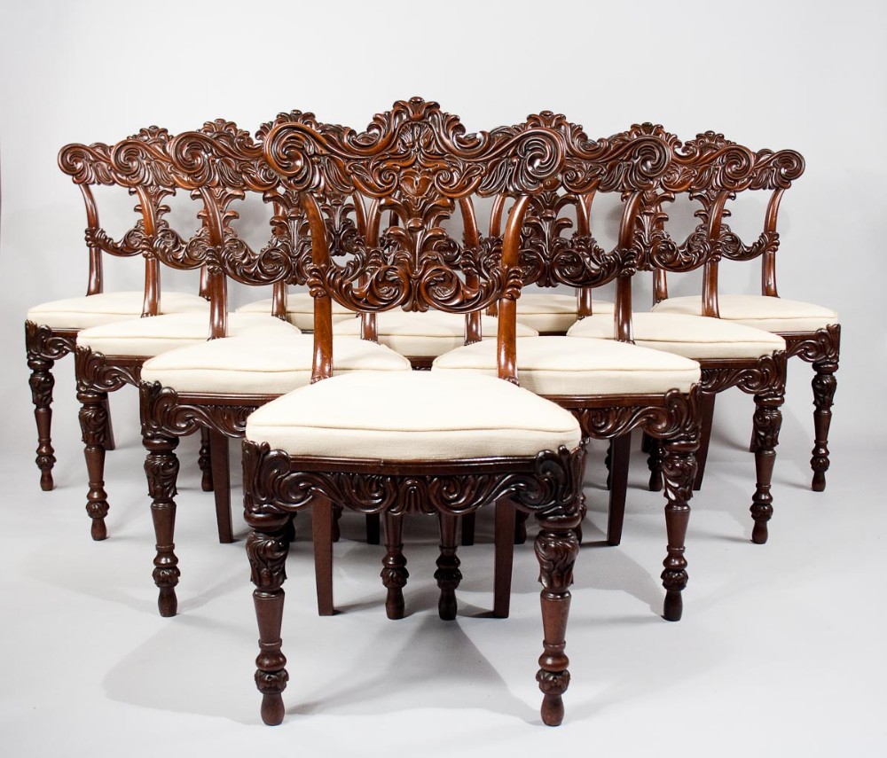 Exceptional Set of 10 Regency Dining Chairs