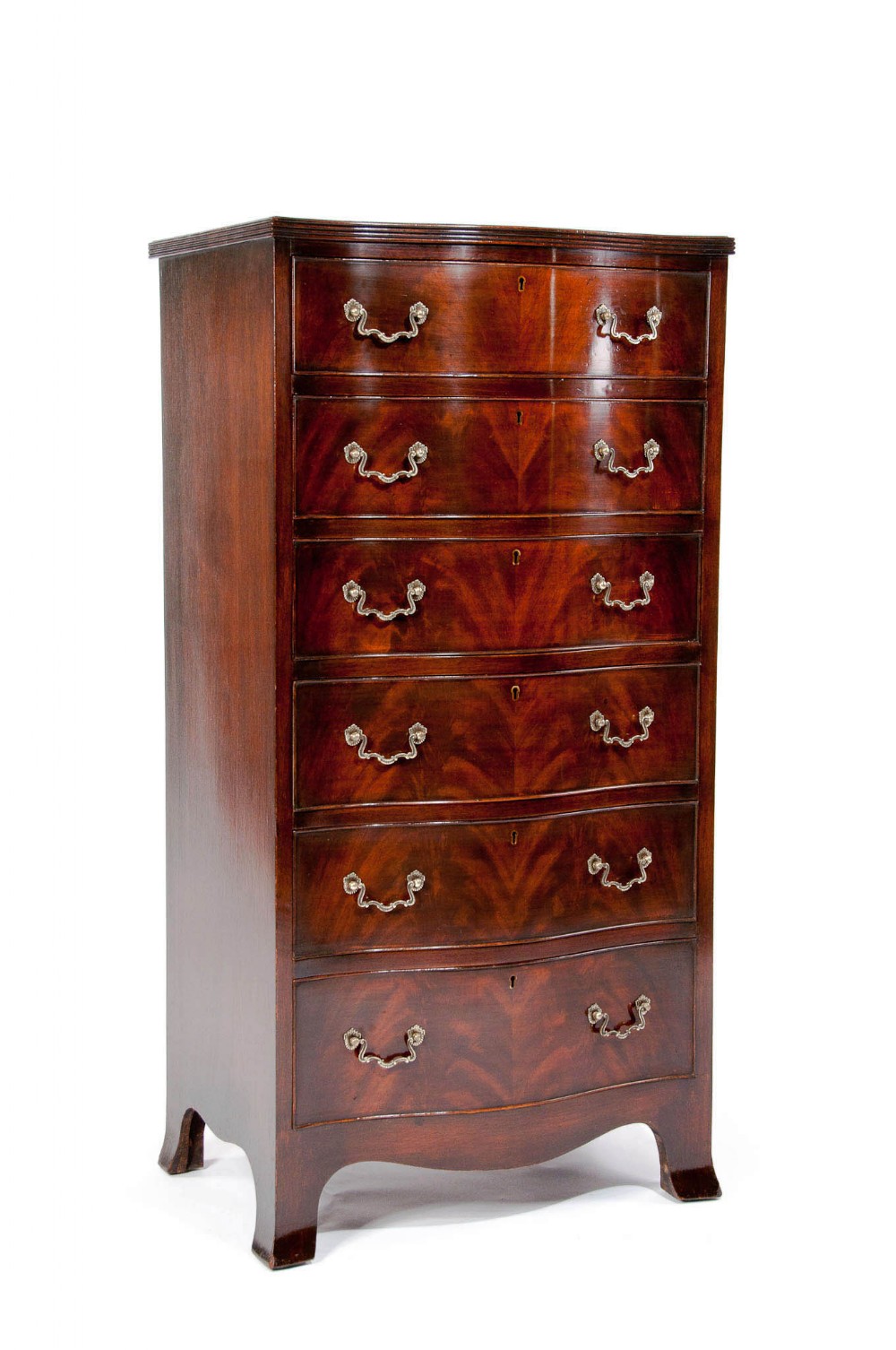 Tall Serpentine Mahogany Chest Of Drawers