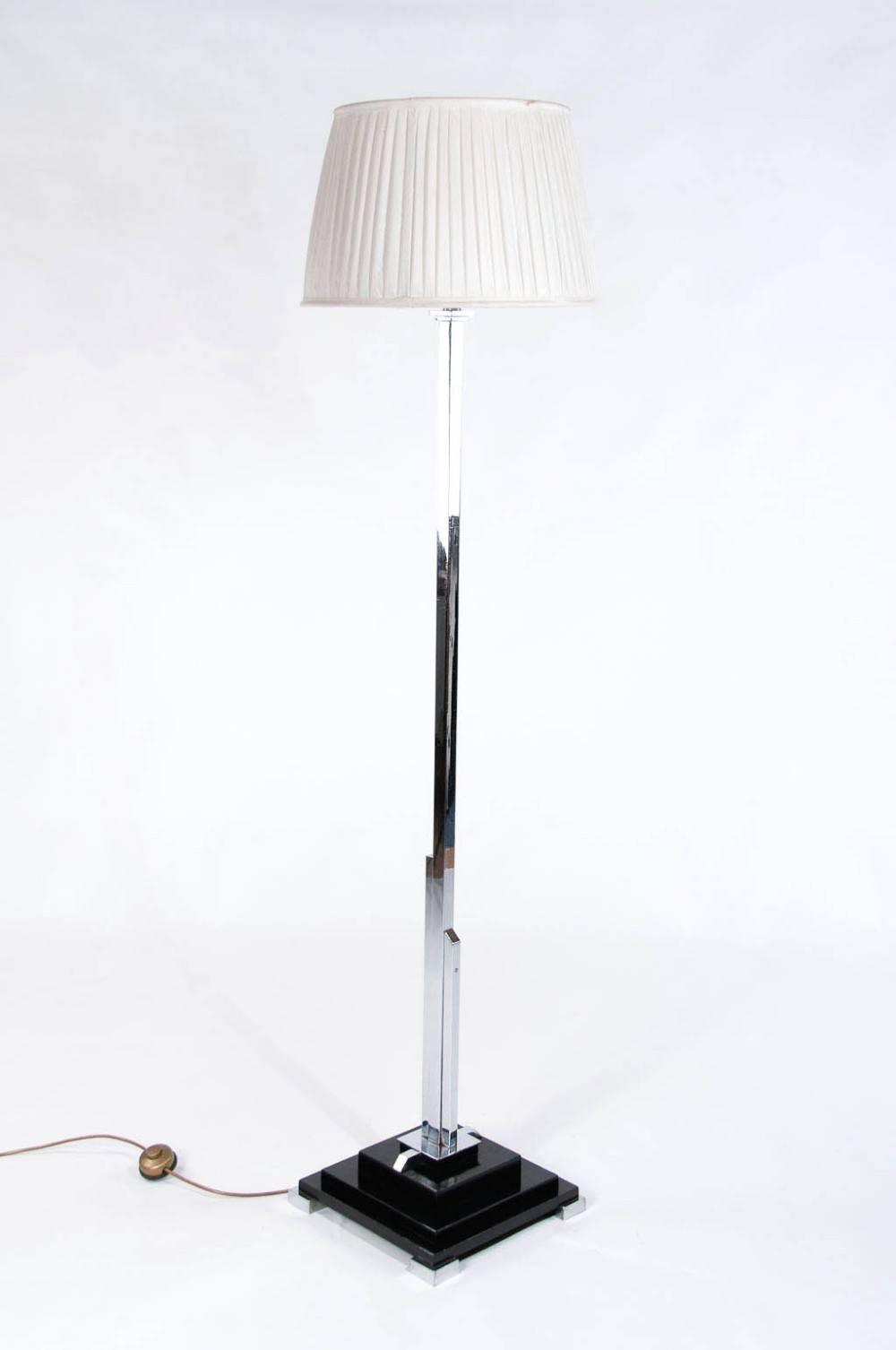 Art Deco Chrome and Ebonised Standard Lamp 