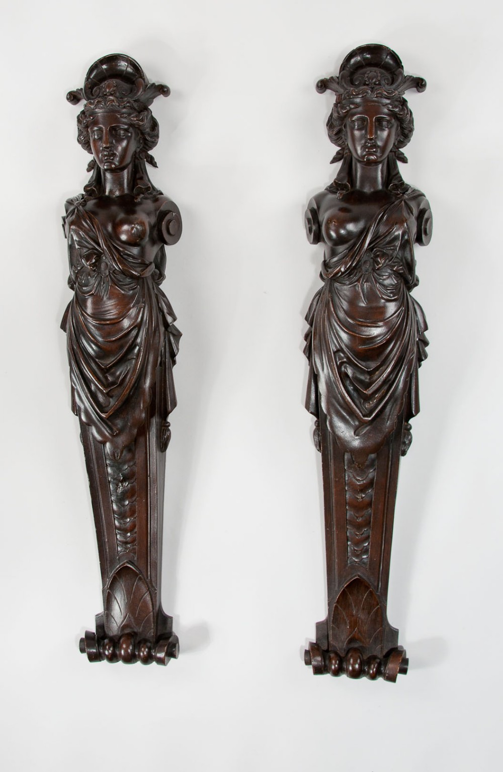 19th Century Pair of Carved Female Caryatids