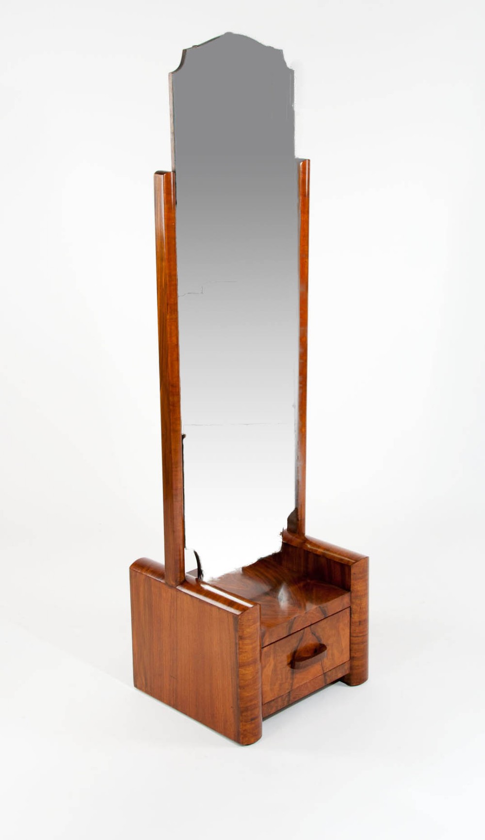 Art Deco Walnut Cheval Mirror