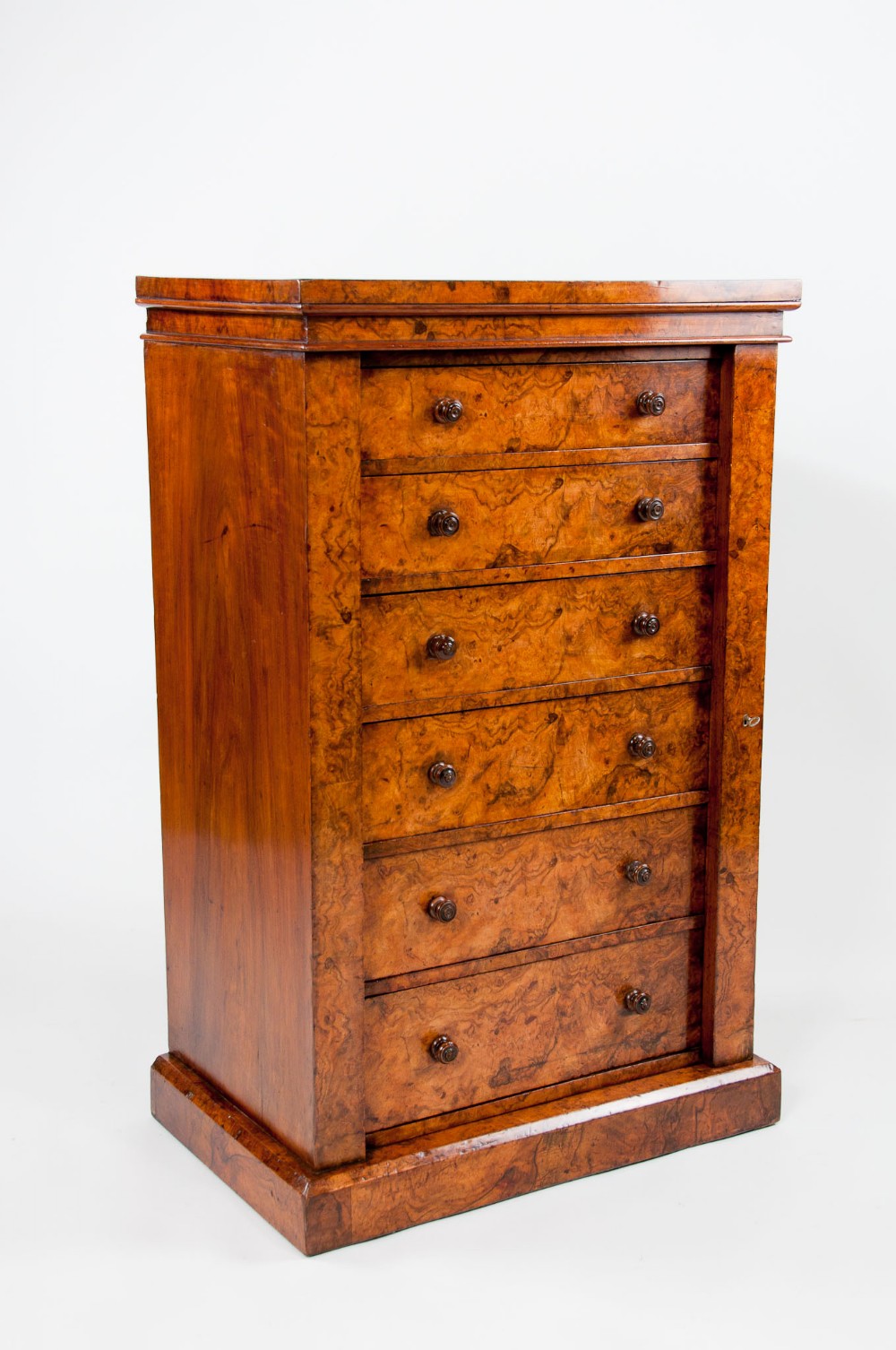 Exceptional Antique Burr Walnut Wellington Chest