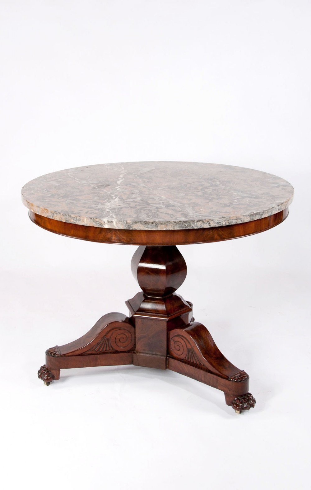 Antique French flame mahogany Gueridon Table 