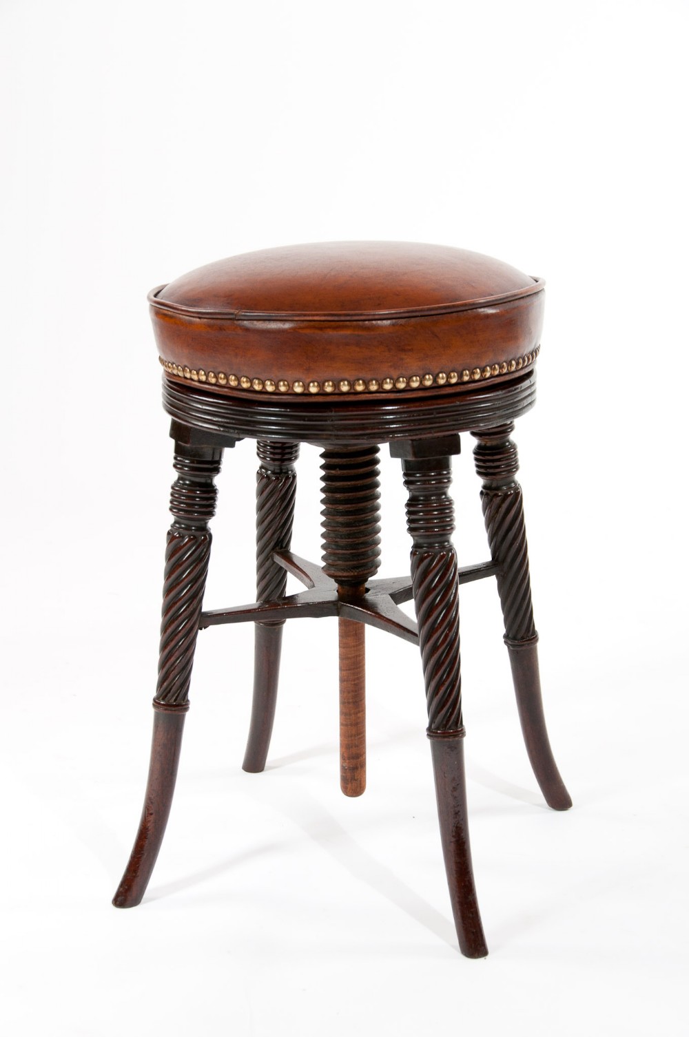 A Fine Regency Mahogany Adjustable Piano Stool