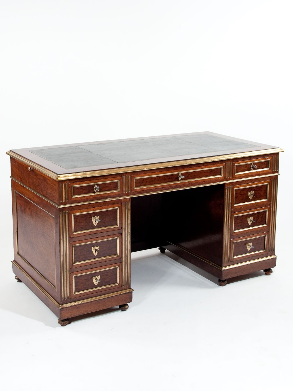 Fine Antique French Mahogany and Brass Desk