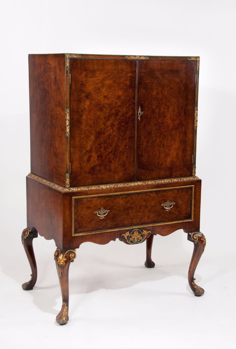 Attractive Antique Burr Walnut Drinks Cabinet