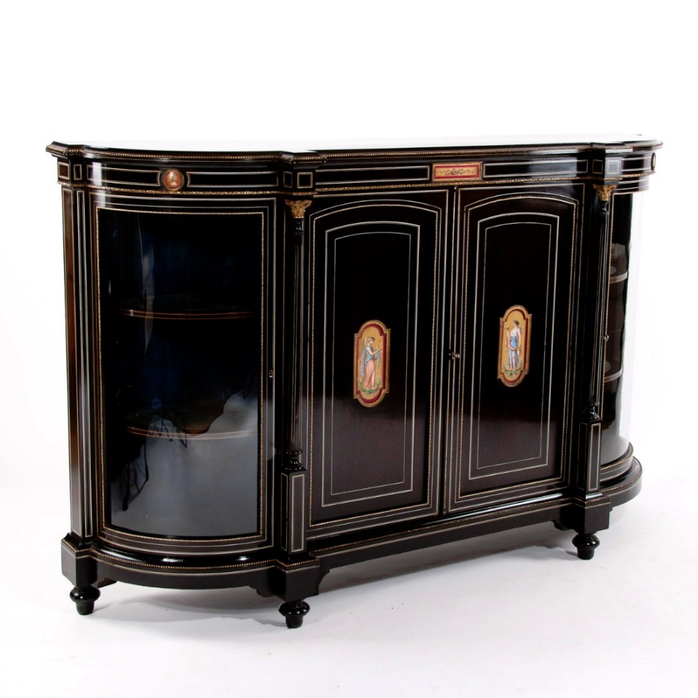 Extremely Fine Ebonised Four Door Credenza 