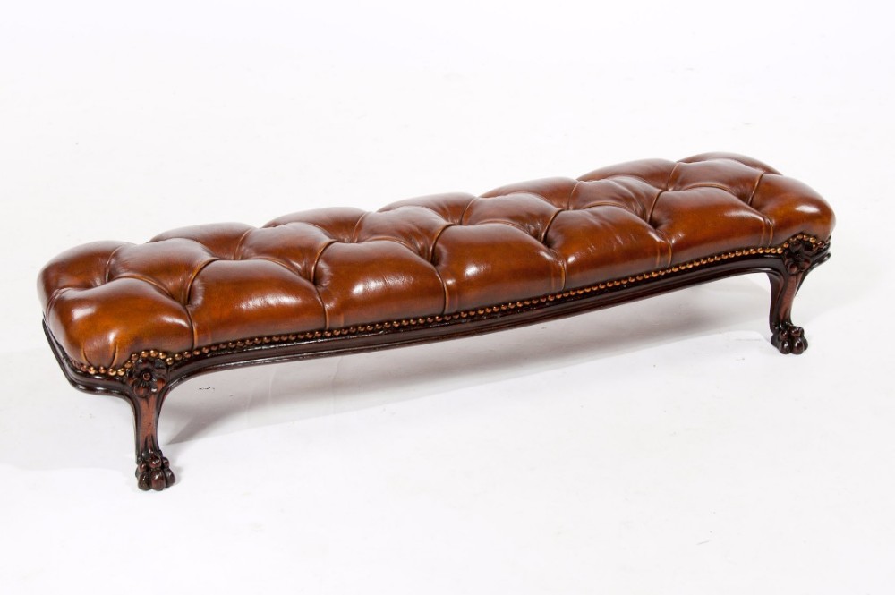 William IV Rosewood Leathered Footstool 