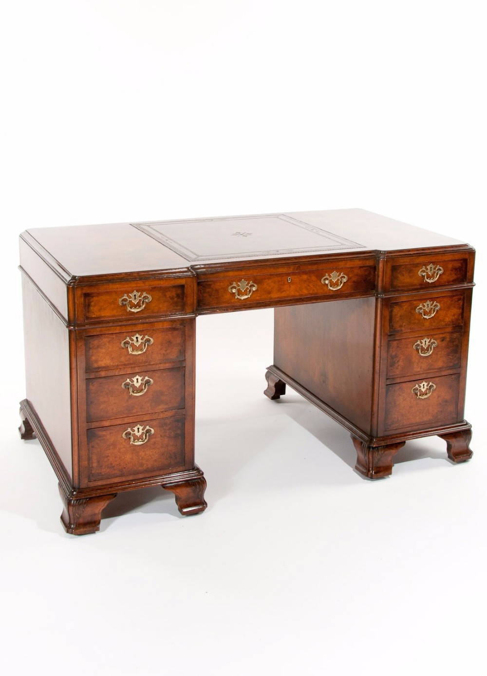 Superb Antique Burr Walnut Pedestal Desk