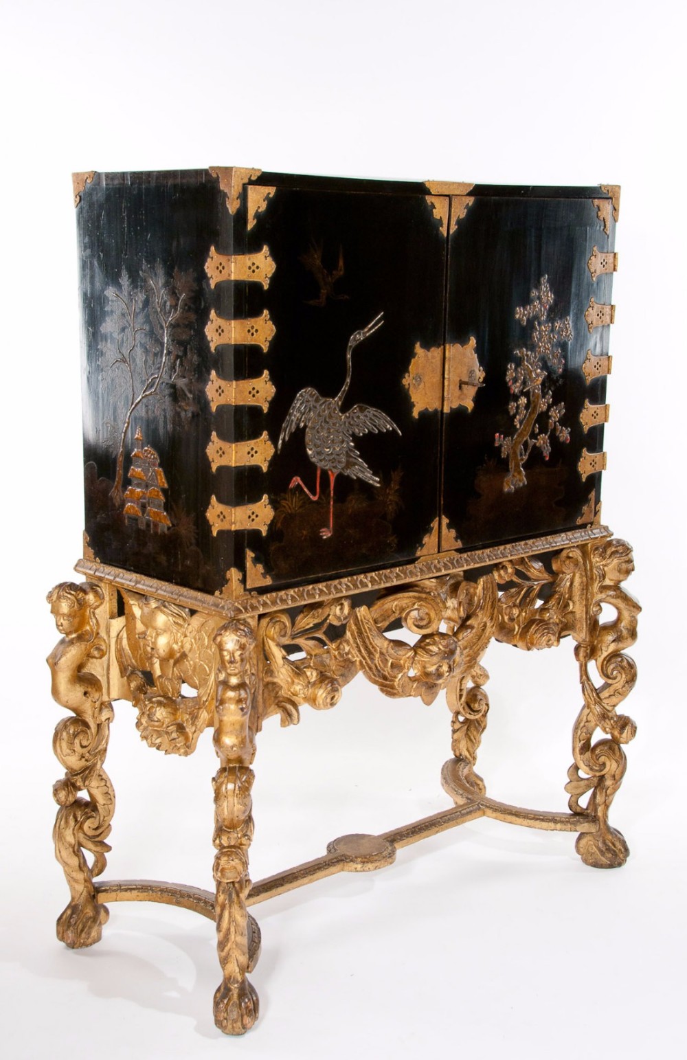 Magnificent 17th Century Japanned Collectors Cabinet On Stand