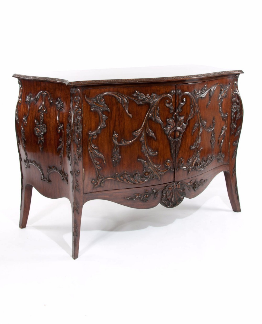 EXQUISITE 19TH CENTURY CARVED BOMBE CABINET
