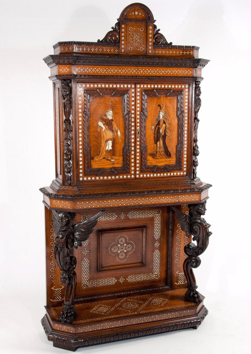 An Exceptional Italian Walnut Inlaid Cabinet
