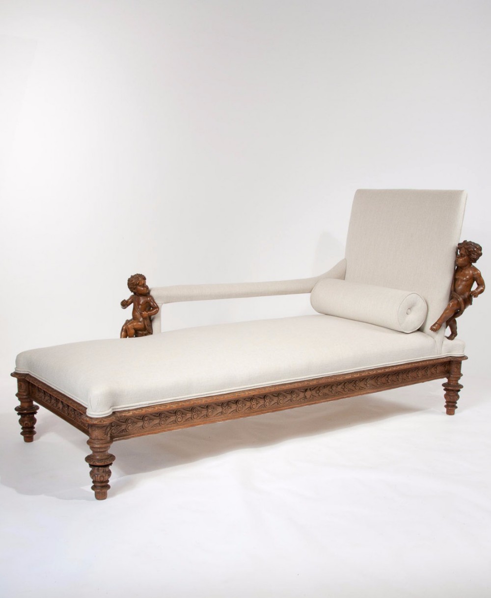 Stunning 19th Century Walnut Italian Chaise Longue