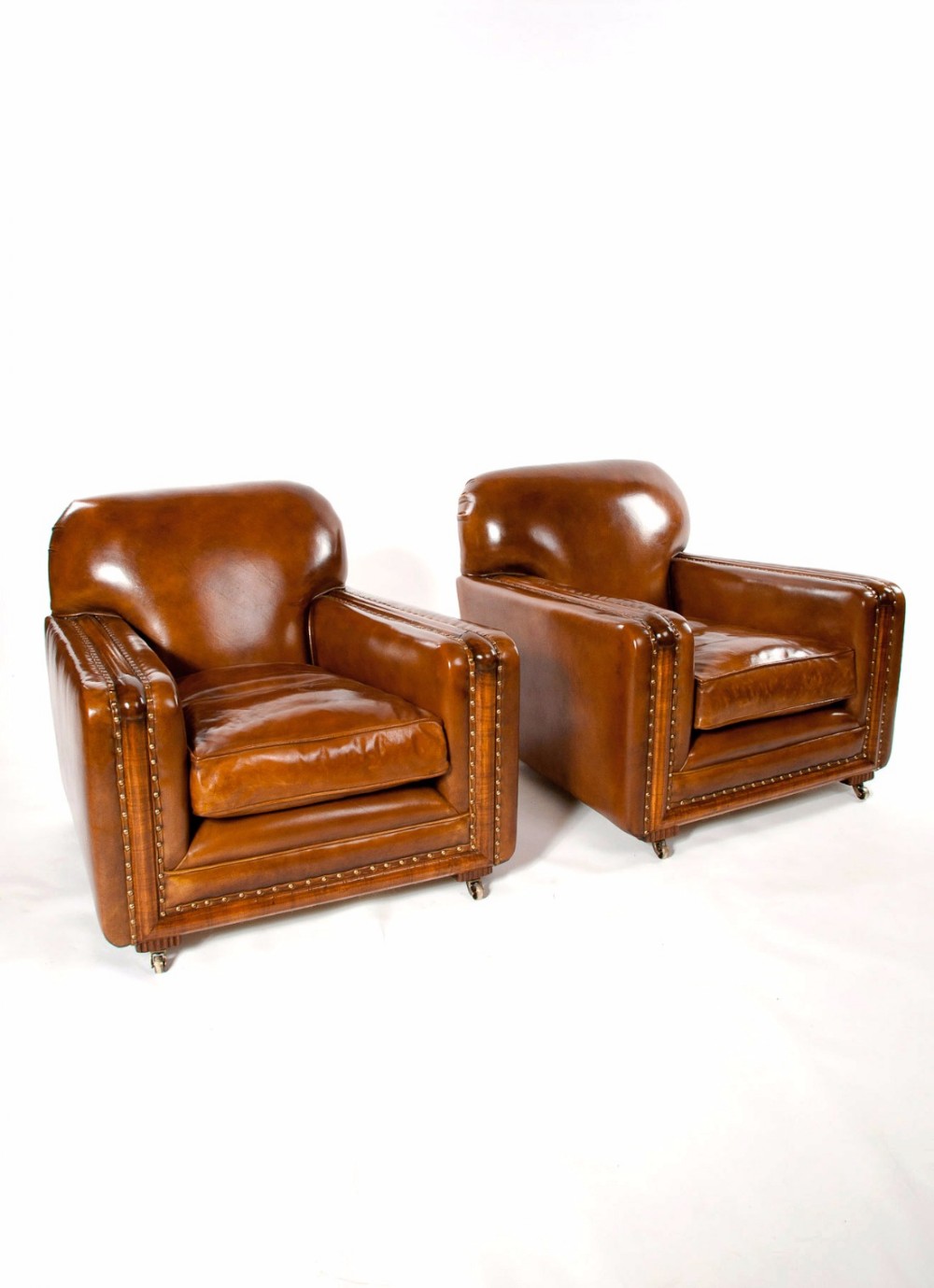 A Quality Pair of Leather Art Deco Armchairs 