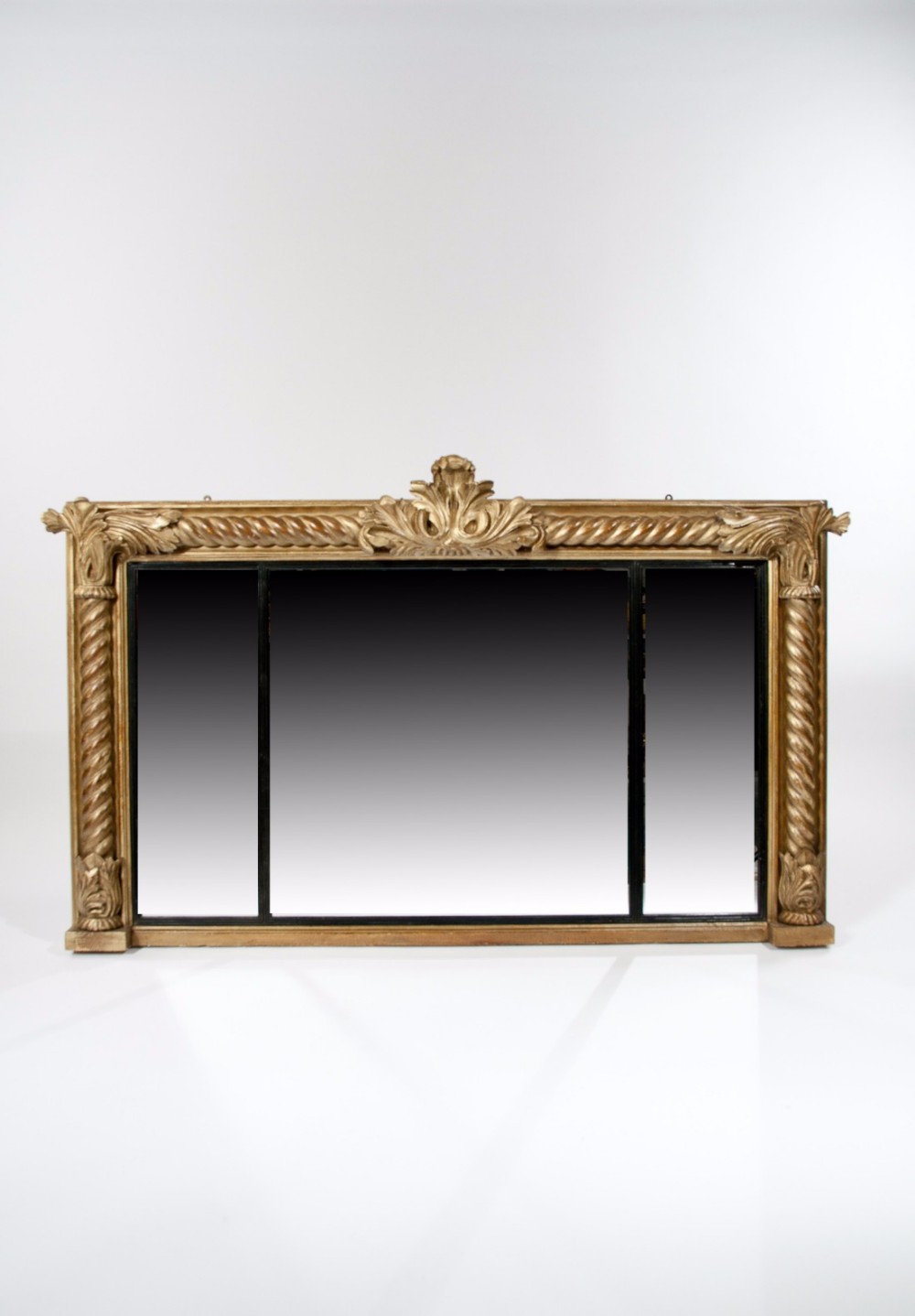 A Large Late Regency Giltwood Carved Overmantle Mirror