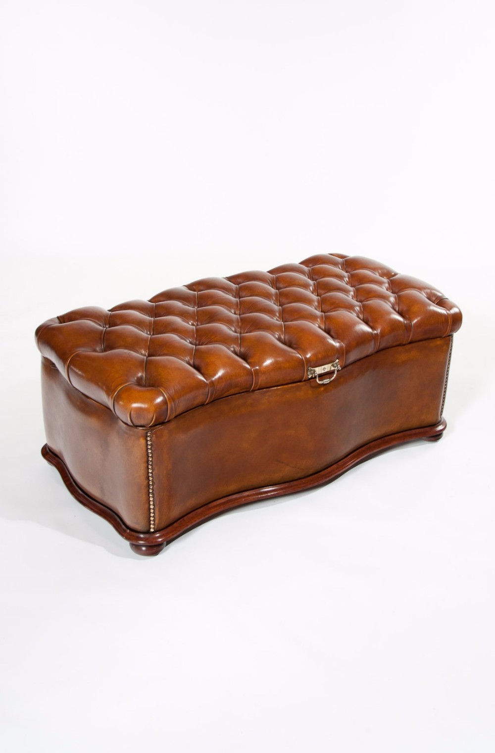 Excellent 19th Century Shaped Leather Ottoman