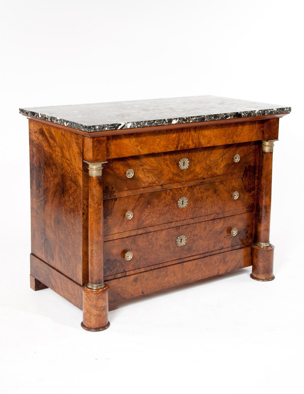 A Fine 19Th Century Burr Walnut Empire Commode 