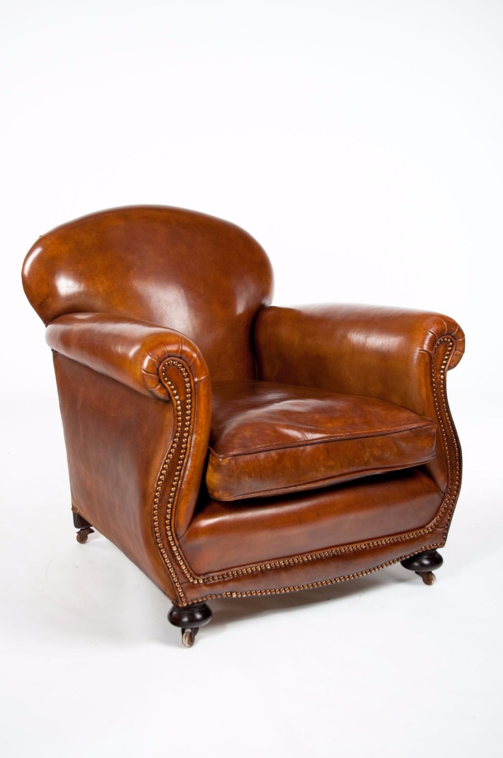 Quality Victorian Shaped Leather Club Armchair