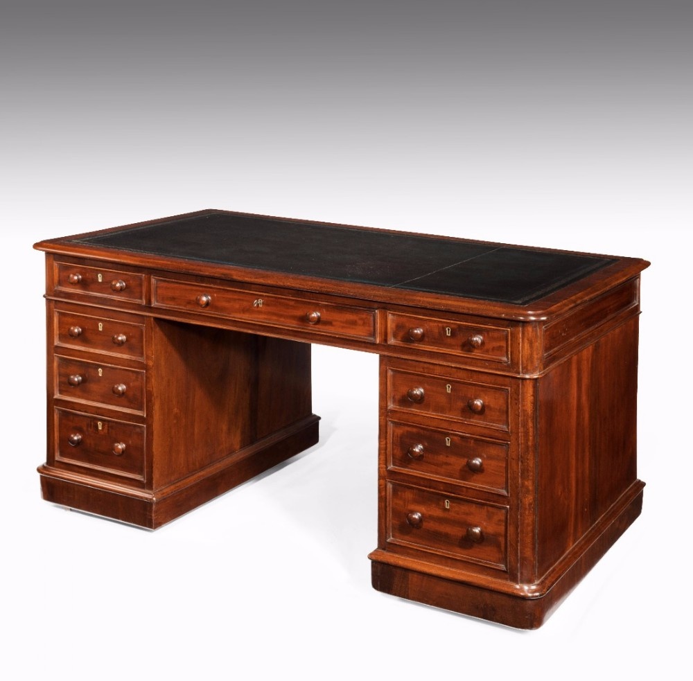 Quality Victorian Pedestal Desk by W Priest London 