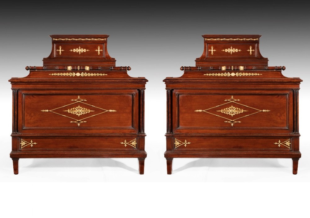 Striking Pair of Antique French Ormolu Beds 