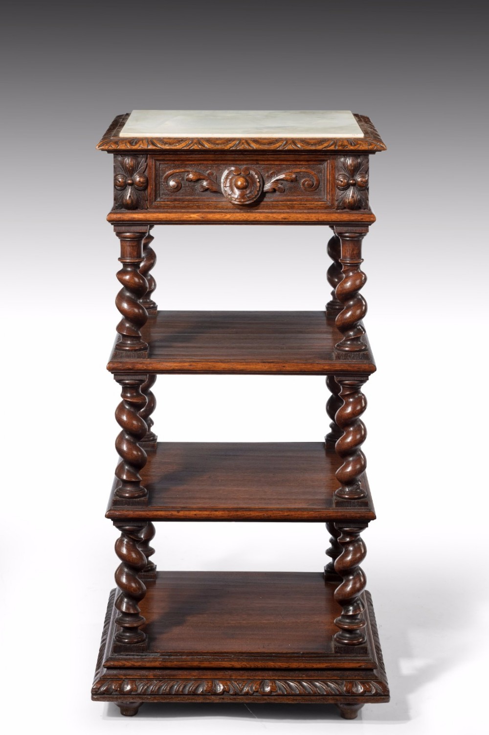 Good 19th Century Oak Marble Topped Whatnot