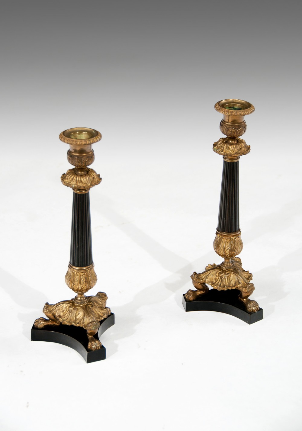 A Good Decorative Pair of Bronze and Gilt French Candlesticks