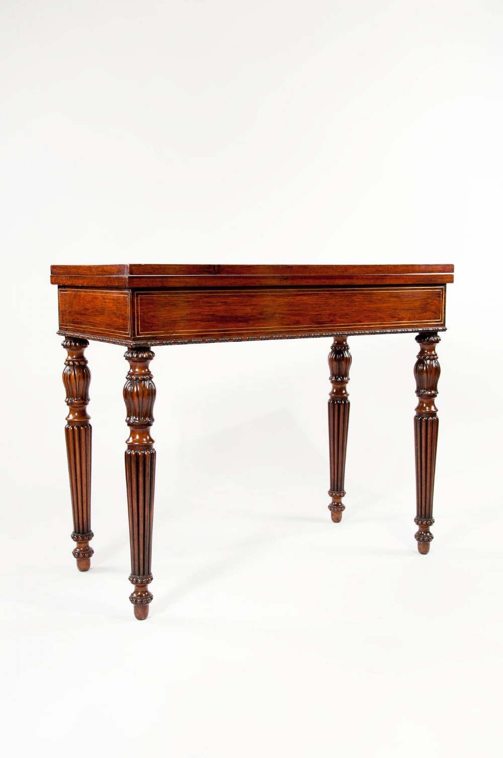Fine Regency Rosewood Brass Inlaid Card Table In The Manner of Gillows