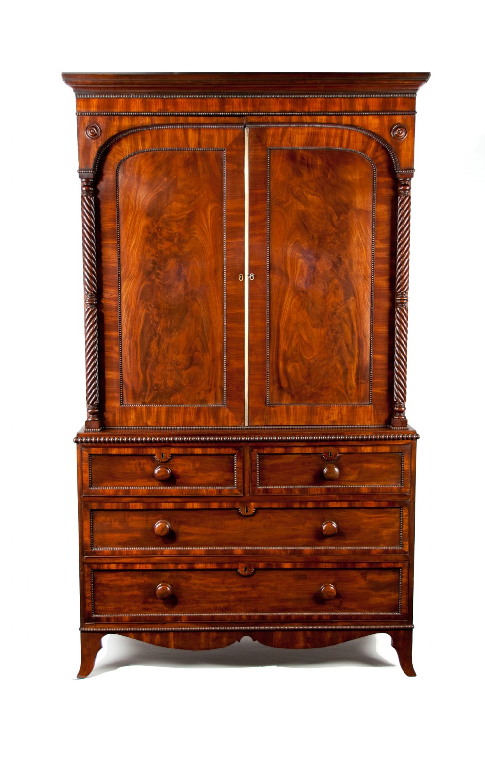Superb William IV Mahogany Linen Press 