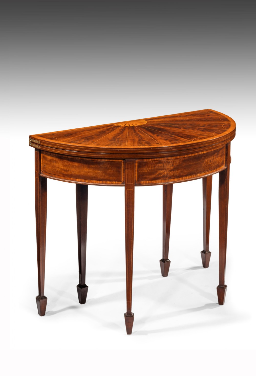 Very Fine 19th Century Inlaid Demi Lune Card Table