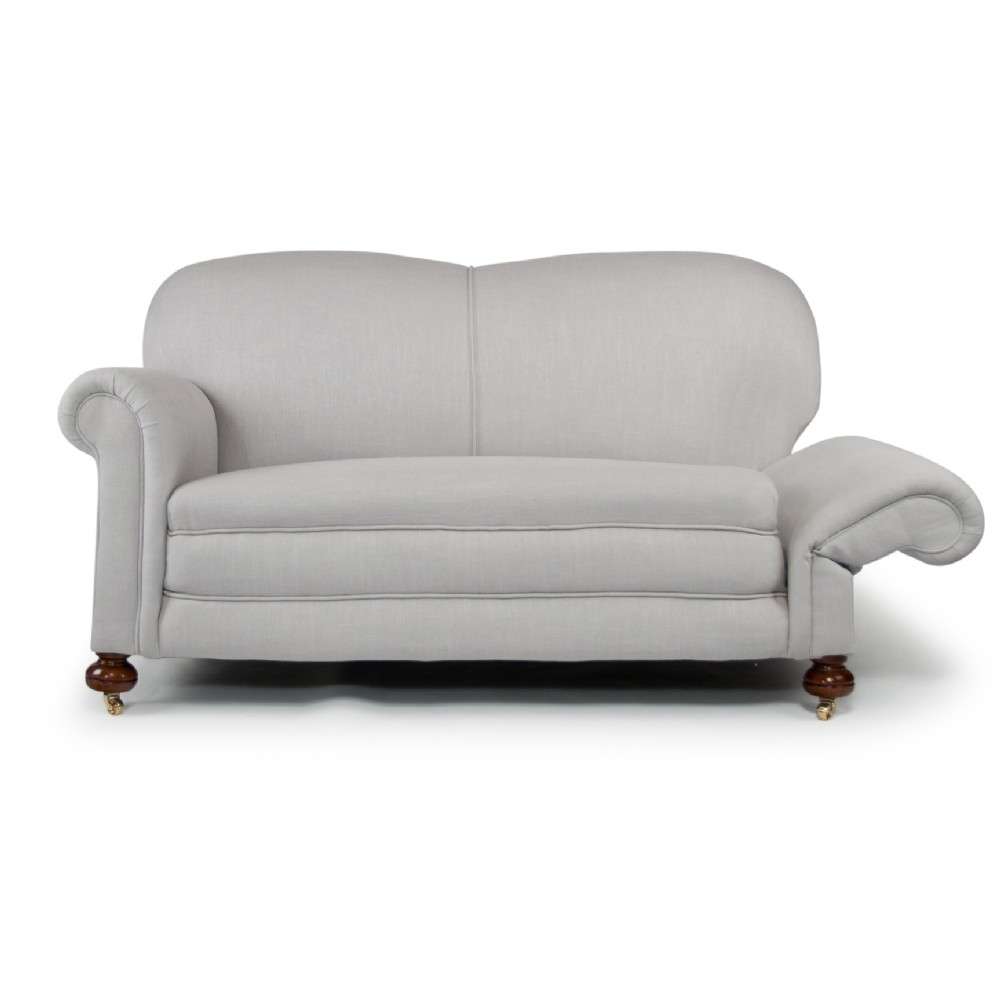 Good Quality Victorian Drop End Sofa Settee In A Grey Linen