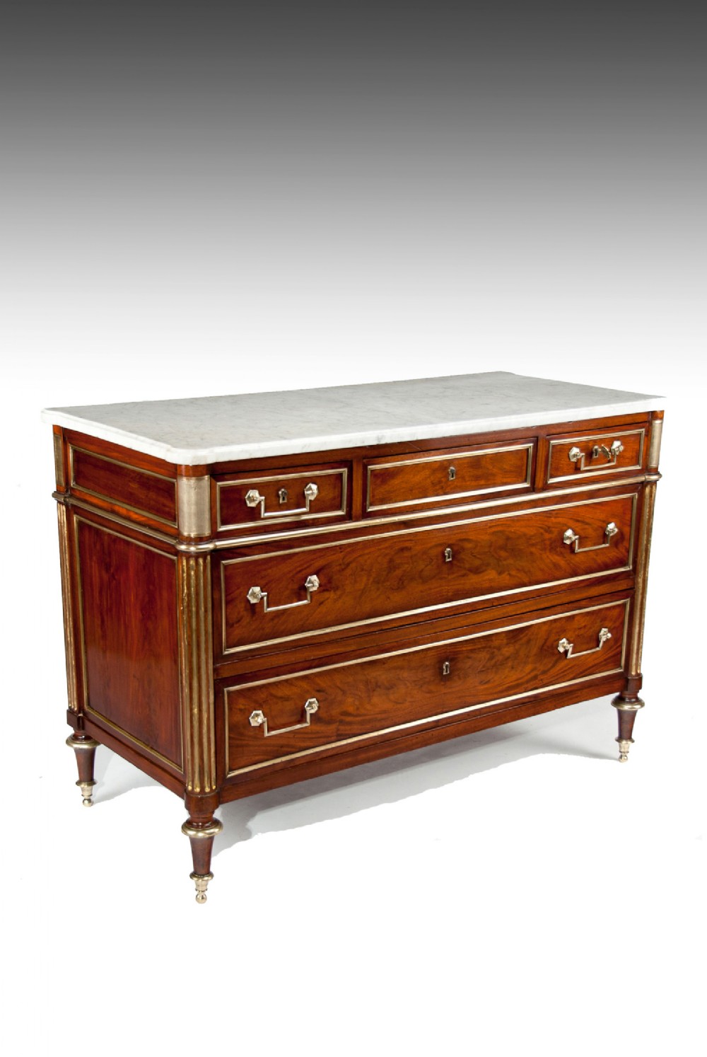 Fine Quality Late 18th Century Directoire Period Mahogany Commode With Shaped Marble Top