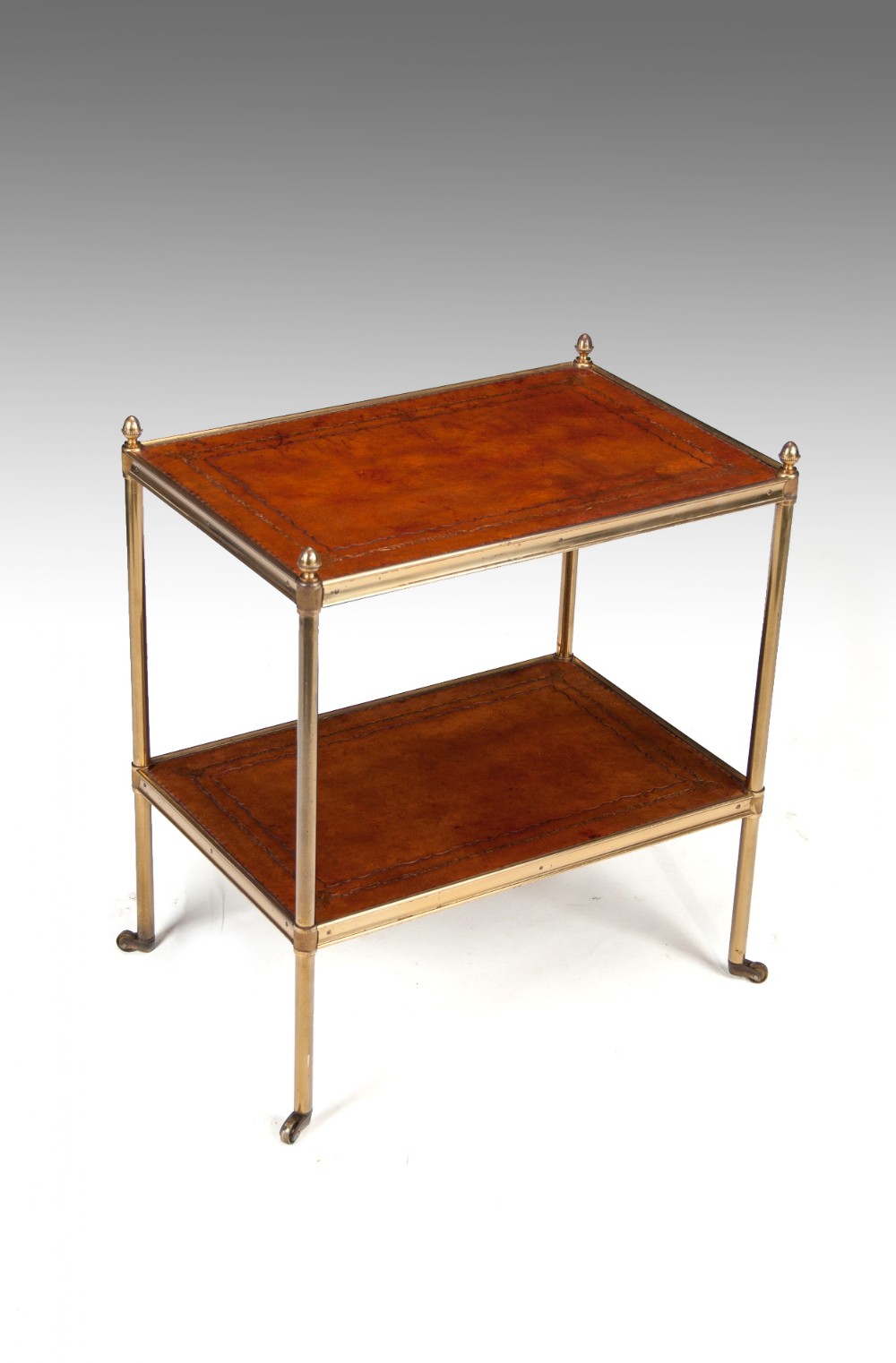 Good Quality Early 20th Century Brass and Leather Etagere 