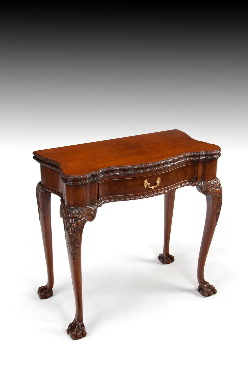 Irish George II Style Mahogany Concertina Action Card Table By Howard & Sons