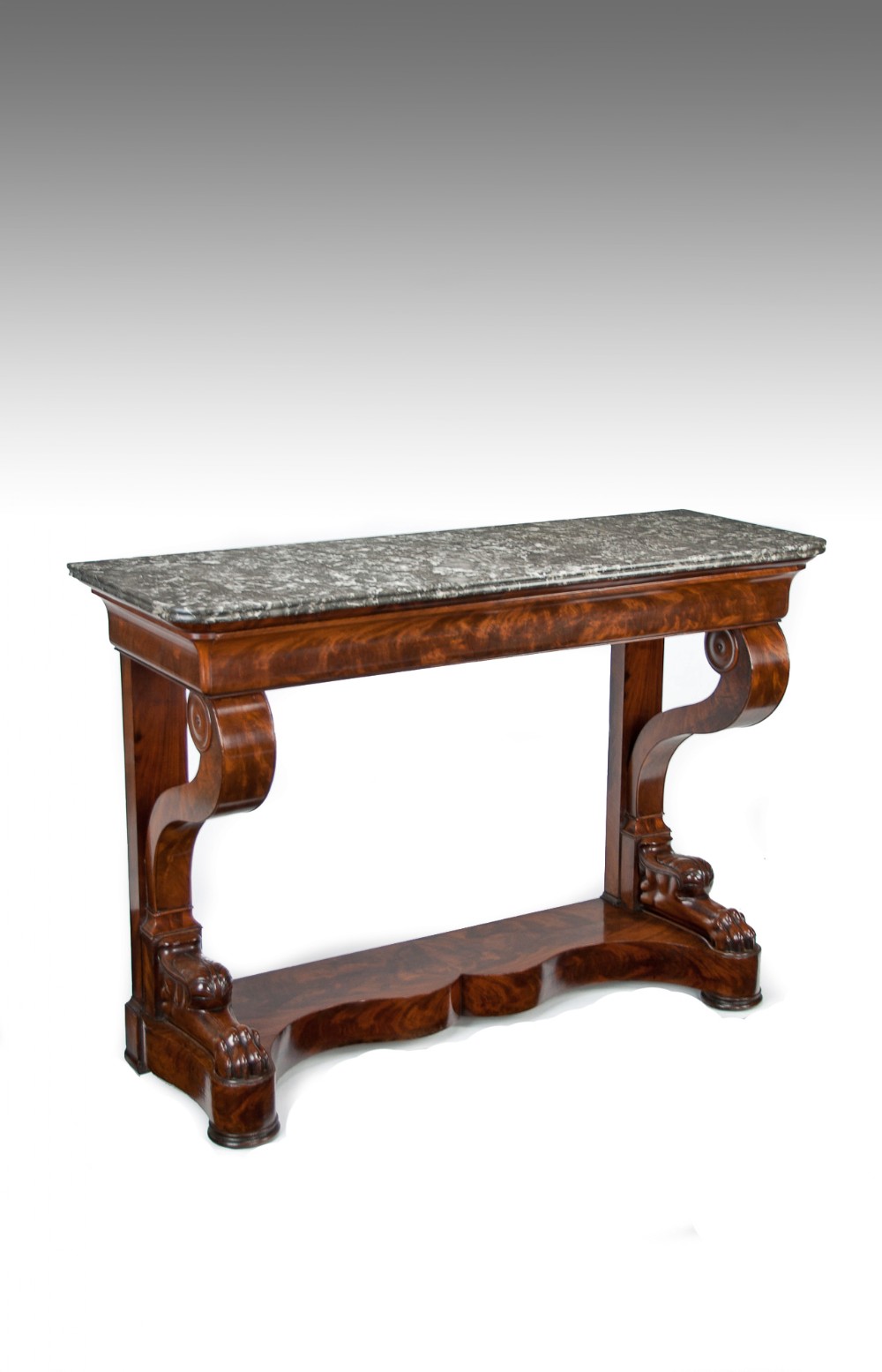 Antique French Flame Mahogany Louis Philippe Console Table