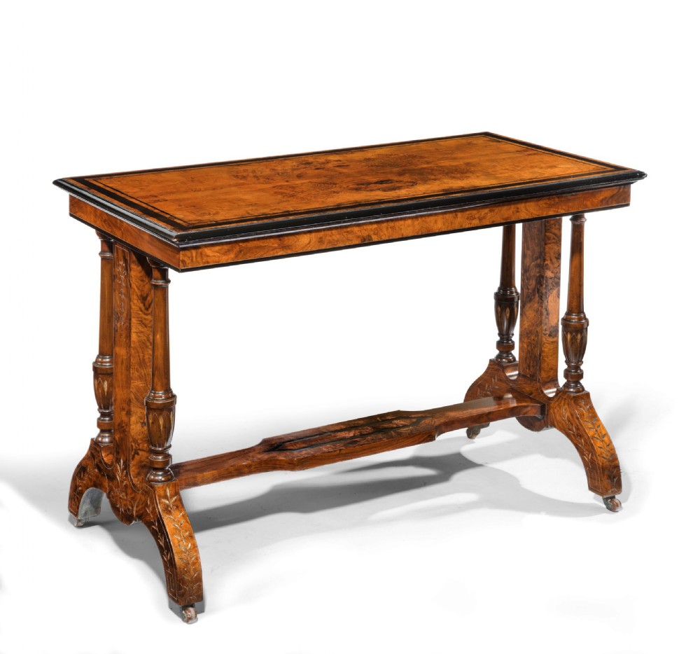 Antique Walnut and Ebony Inlaid Table View XI