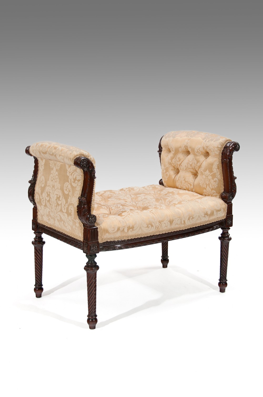 A Finely Carved 19th Century Scroll End Window Seat