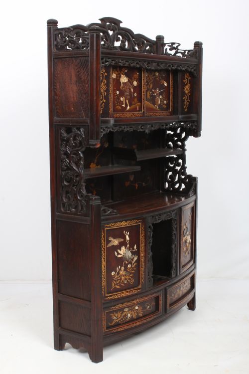 Japanese Meiji Period Carved Shodana Cabinet