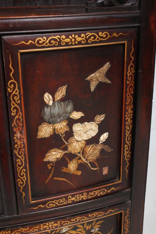 fig 1. Japanese Meiji Period Carved Shodana Cabinet